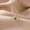 Pendant Necklaces Zircon Evil Eye Pendant Necklace for Women Stainless Steel Lucky Turkish Demon Eye Necklaces 2023 New Trend Aesthetic Jewerly YQ240124