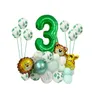Украшение вечеринки Happy 1 2 3 4 5 лет День рождения Сафари Набор воздушных шаров с животными Baby Shower It039s Мальчик Лес Джунгли Зеленая фольга Nu3761437