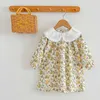 Meisjes Jurken Meisjes Zus Kleding Herfst Lente Kinderen Baby Rompertjes Meisjes Lange Mouw Geborduurde Pop Kraag Jurk Kinderkleding 0-6Y