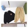 Giyim Setleri Sıradan Tasarımcılar Çocuk Giyim Setleri Mektup Baskı Erkek Kızlar Ceket Ceket Pantolonları Trailsits Uzun Kollu Açık Çocuklar Dhhpf