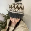 Береты 2024, Южная Корея, осень и зима, милая теплая вязаная шапка в стиле ретро, гофрированная шапка одного цвета