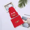 Berets Winter Children Hat Scarf Toddler Kids Red Embroidery Detail Pom Decor Beanie Boys Girls Baby Knit Set