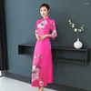 Vêtements ethniques Oriental Élégant Slim Qipao Femmes Moderne Style National Chine Costume Chinois Traditionnel Rétro Banquet Robe Imprimer Ao Dai