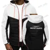 Men's Jackets Moto Guzzi 90 Motorcycle Men's Autumn and Winter Color Matching Zipper Hooded Cotton Padded Jacket Long Sleeve Coat Slim Outwear T240124