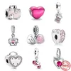 Brand 925 Sterling Silver Family Mom Daughter Charm Pink Crown Pendant designer Love Clip Beads for Original Panddora Bracelet DIY Jewelry