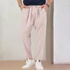 Men's Pants Wide-Hip Casual 2024 French Trend Solid Elegant Comfort Simple Fashion Harem-Shifted Long Straight For Men