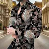 Men's Casual Shirts European pattern Hawaii Shirts Men Fashion Shirt Long Sleeve Blouses Beach Blouse Men Clothing Turn Over Collar Vocation Camisas T240124