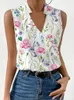 Blouses pour femmes été décontracté imprimé chemises Blusas Para Mujer lâche Sexy col en v sans manches fleurs florales Camisas dames hauts 2024