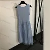 Temperament Dress Summer Skirts Women Sleeveless Sexy Designer Fashion Mesh Dress