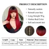 Synthetic Wigs HENRY MARGU Ombre Red Long Straight Synthetic Wig Dark Roots Wigs with Bangs Red Color Daily Party Hair for Women Heat ResistantL240124