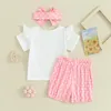 Kläderuppsättningar Big Sister Little Matching Outfits 12- Skjorta Dot Shorts pannband Baby Summer Clothes Set