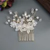Hair Clips Bride Pearls Side Comb Woman Sparkling Crystals Barrette For Birthday Stage Party Hairstyle Making