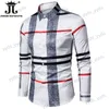 Mäns avslappnade skjortor S-6XL 2023 Business Casual Plaid Shirt Men's Formal Workwear Wedding Dress Slim Social Party Clothes Khaki Checked Shirt T240124