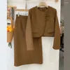 Robes de travail Chenchen International manteau court jupe longue ensemble deux pièces avec tempérament de luxe léger et mode pour les femmes