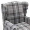 Modern Accent Chair with Retro Wood Legs, Comfy Upholstered Armchair,Tantan Check Design Single Sofa Chair for Living Room Bedroom Office