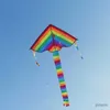 Аксессуары для воздушных змеев Легко летать! Большой красочный радужный воздушный змей с длинным хвостом, нейлоновый уличный 30 м для серфинга, детские игрушки для детей с воздушными змеями, уличная леска для детей