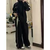 Women Spring Retro Solid Loose Drawstring Trousers Casual Joggers Baggy Wide Leg Sweatpants Mid Waist Sporty Y2k Female Clothes 240124