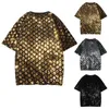 Men's T Shirts Male Sparkly Sequins T-Shirts Fashion Short Sleeve Crewneck Loose Tee Tops Mens Stylish Prom Dresses Summer Leisure