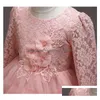 In Stock Flower Girl Dresses Elegent Toddler Girls Princess Dress For Party Children Easter Carnival Costume Kids Clothing 2 3 4 5 6 Dhfb1