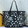 2023 Women Shoulder Bags Leather Shopping Bag Large Capacity Tote Fashion Letters White Polka Dot Print Meduim Handbag With Zip Po245q