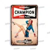 Pintura de metal velas de ignição vintage placa de metal sinal de lata oficina decoração de parede de garagem placa retrô pin up menina cartaz de metal homem caverna decoração de casa