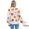 Damestruien Herfst gebreide draad trui voor dames Zoete stijl bloemenprint Warme top met lange mouwen