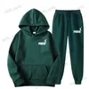 Men's Tracksuits Men And Women Couple Jogging Autumn Winter Hooded Sweatshirt Suit Hoodies+Sweatpants Two Pieces Set Streetwear Casual Clothing T240124