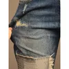 Jeans da uomo Vintage Made Old Strappato Marchio di moda Gamba dritta Slim Stretch Patch Pantaloni casual in denim di fascia alta