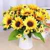 Dekorativa blommor 6 Bouquet Artificial Sunflower 12 Inch Fake With STEM For Office Home Birthday Party Indoor Outdoor Decoration