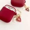 Handyhüllen Pearl Love Rose Vintage Schlüsselanhänger für AirPods 1 2 Hülle Weinrot Kopfhörer Schutzhülle für Airpods Pro 3 Kopfhörerhülle Niedlich