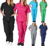 Women039s Spodnie Capris stały kolor unisex mężczyzn kobiet z krótkim rękawem pielęgniarki szyi pielęgniarki szorowania topsplantów pielęgniarstwo mundur roboczy 9422300
