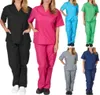 Women039s Hosen Capris Einfarbig Unisex Männer Frauen Kurzarm V-ausschnitt Krankenschwestern Scrubs Tops Hosen Pflege Arbeits Uniform Set 9422300