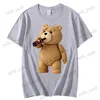 Homens camisetas Impressão bonito urso de pelúcia bebendo cerveja poster camiseta verão manga curta top algodão camiseta legal camiseta top streetwear t240124