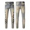 Jeans para hombres Diseñador Jeans para hombre Hip-Hop Moda Cremallera Agujero Lavado Pantalones de mezclilla Retro Rasgado Doble Costura Hombres Diseño Motociclismo Cool Slim Pant Purple Jeans para mujeres