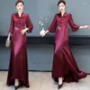 Ethnic Clothing 2024 Chinese Vintage Dress Improved Cheongsam Qipao Oriental Banquet National Flower Embroidery Evening