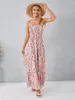 Casual Kleider Frauen Slip Kleid Tie-up Spaghetti-trägern Floral Sommer Swing Lange Für Urlaub Party