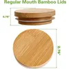 Bottiglie di stoccaggio Coperchi per barattoli in legno 16 pezzi Sfera riutilizzabile a bocca normale in bambù per barattoli da 70 mm