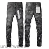 Мужские джинсы 2023AW, фиолетовые брендовые облегающие брюки High Street, черные джинсовые брюки с дырками, уличная одежда