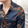 Camicie casual da uomo 2024 Camicia da uomo a maniche lunghe hawaiana sociale di lusso con bottoni cardigan camicette all'ingrosso colletto rovesciato monopetto