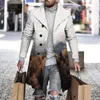 Designer Trench Coat European och American Luxury Plaid Style Fashion Loose Men's Mid-Längd Overrock