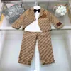 New baby Tracksuits boys three-piece KIds formal dress Size 100-150 Full print of letters jacket White shirt and pants Jan20
