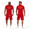 Tracksuits masculinos 2022 Top Shorts 2 Pcs Define Verão Colorido Ternos de Praia Homem Tendência Casual Camisetas Beach Shorts Sports Sets Masculino Roupas Calças T240124