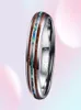 Cor prata koa madeira abalone incrustação de alto polimento 8mm de largura 100 aliança de casamento genuína elegância anéis de carboneto de tungstênio para homens 2107018452496