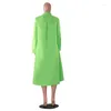 Casual Dresses Plus Size Shirt Dress Women 2024 Spring Summer Long Sleeve Solid Green Loose Single Breasted Irregular Sundress