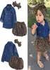 3PCS Set Nette Baby Mädchen Kleidung Sommer Kleinkind Kinder Denim Tops + Leopard Culotte Rock Outfits Mädchen Kleidung Set1932579