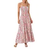 Casual Jurken Dames Slipdress Tie-up Spaghettibandjes Bloemen Zomer Swing Lang Voor Vakantiefeest