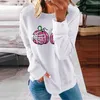 Kvinnors hoodies överdimensionerade sweatshirt för kvinnors pumpa tryck hoodie crewneck skörd jumper fuzzy pullover kvinnor damer zip tröja colla topp