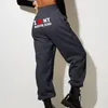 Herrenhose, lockere Hose, gemütliche Plüsch-warme Damen-Jogginghose mit hohen elastischen Taillentaschen, Winter-Briefdruck für den Valentinstag