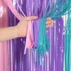 Girl Little Mermaid Theme Birthday Party Background Decoration Tassel Pink Blue Edge Curtain Wedding Flash Curtain Decoration 240124