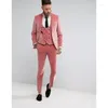 Men's Suits Velvet Men Pink Shawl Lapel Single Breasted Formal 3 Piece Jacket Pants Vest Slim Fit Terno Wedding Costume Set